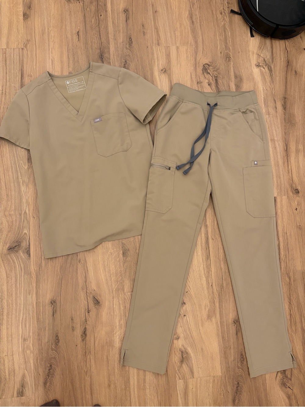 Figs Women’s Jogger Scrub Pants — Khaki with Gray Drawcord